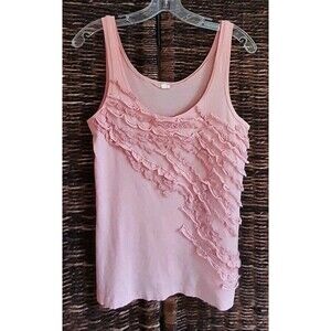 J. Crew Tank Top Small Peach Asymmetrical Ruffles Fairycore Cottagecore Frilly